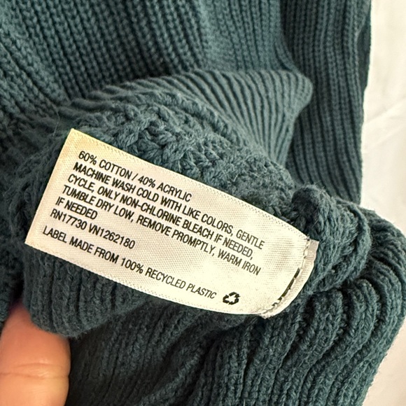 a new day Green V-Neck Chunky Cable Knit Sweater - Small - Picture 6 of 7